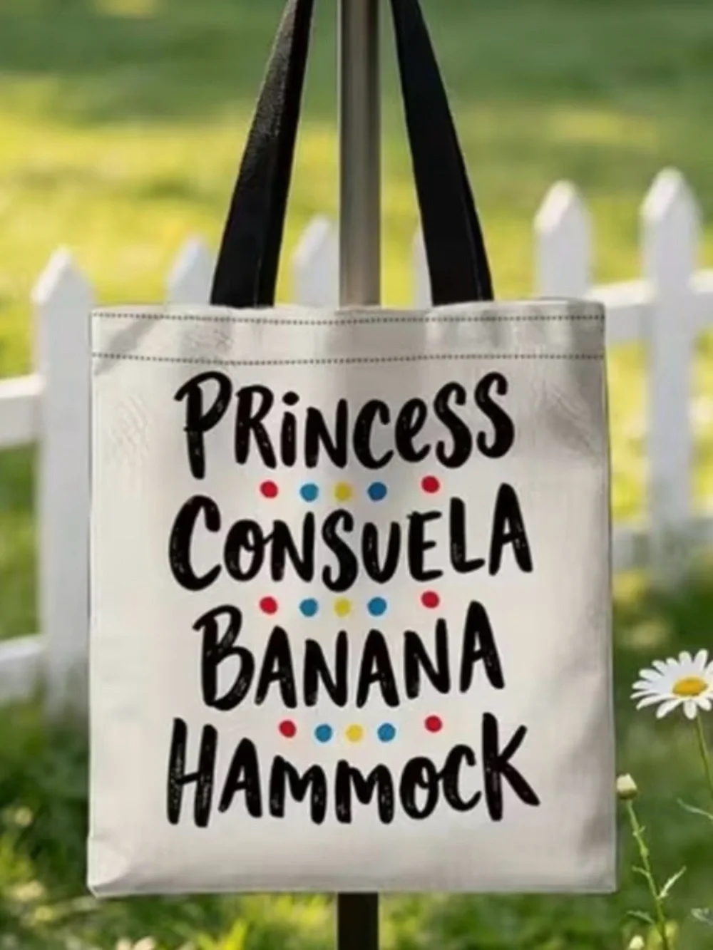 Friends Canvas Tote “Princess Consuela Banana Hammock” 13” x 15”